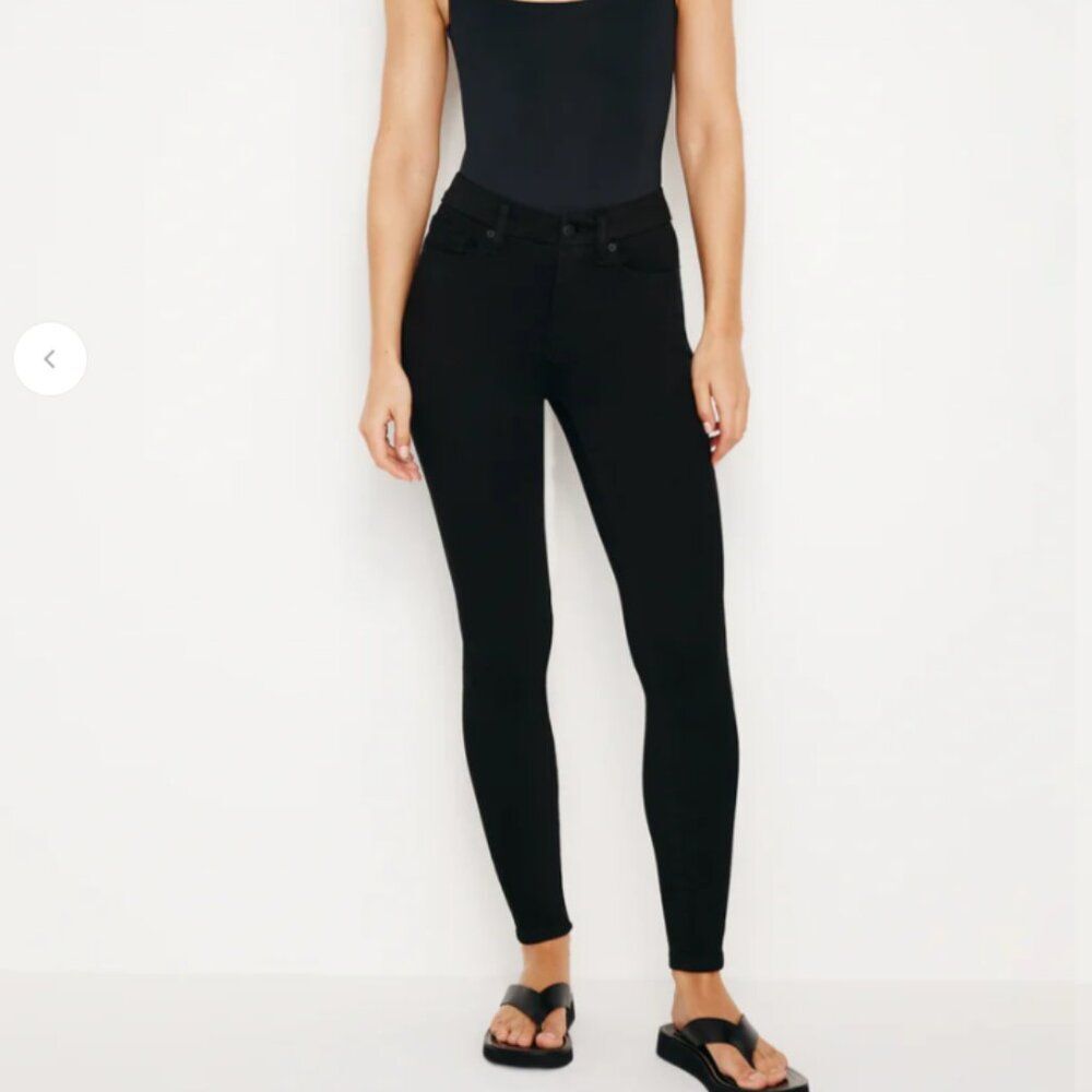 Good American Good Legs Skinny Mid Rise Jeans in Black001 size 14/32